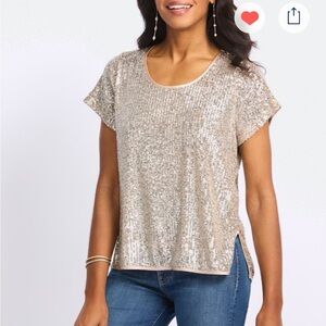 Design History Gold Sequin Knit Top